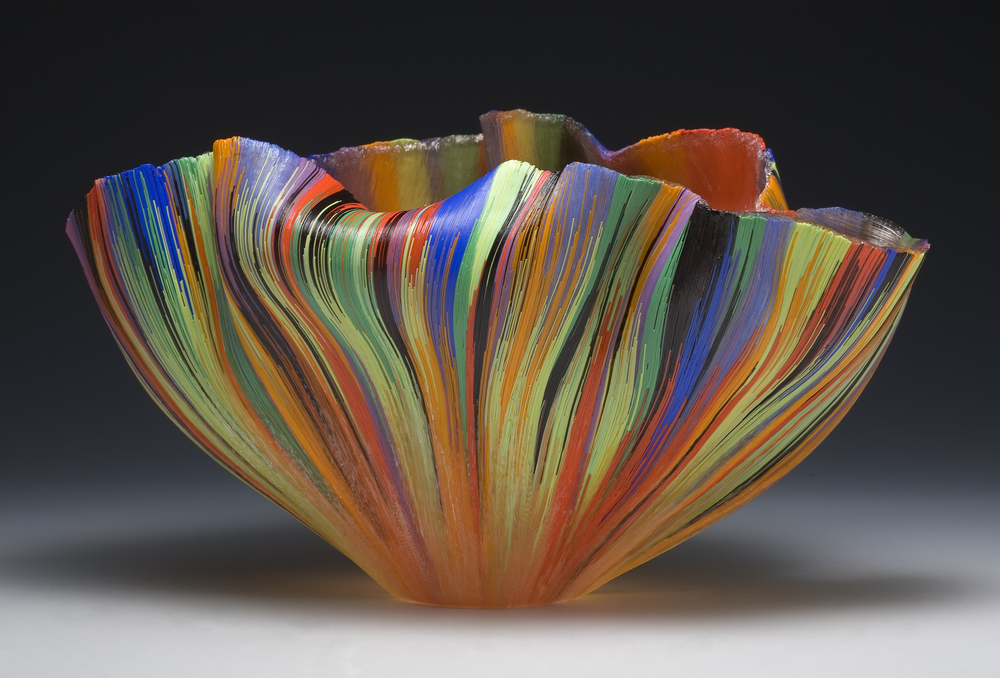 Copioso Toots Zynsky Recent Works Filet-de-Verre Fused and thermo formed colored glass threads
