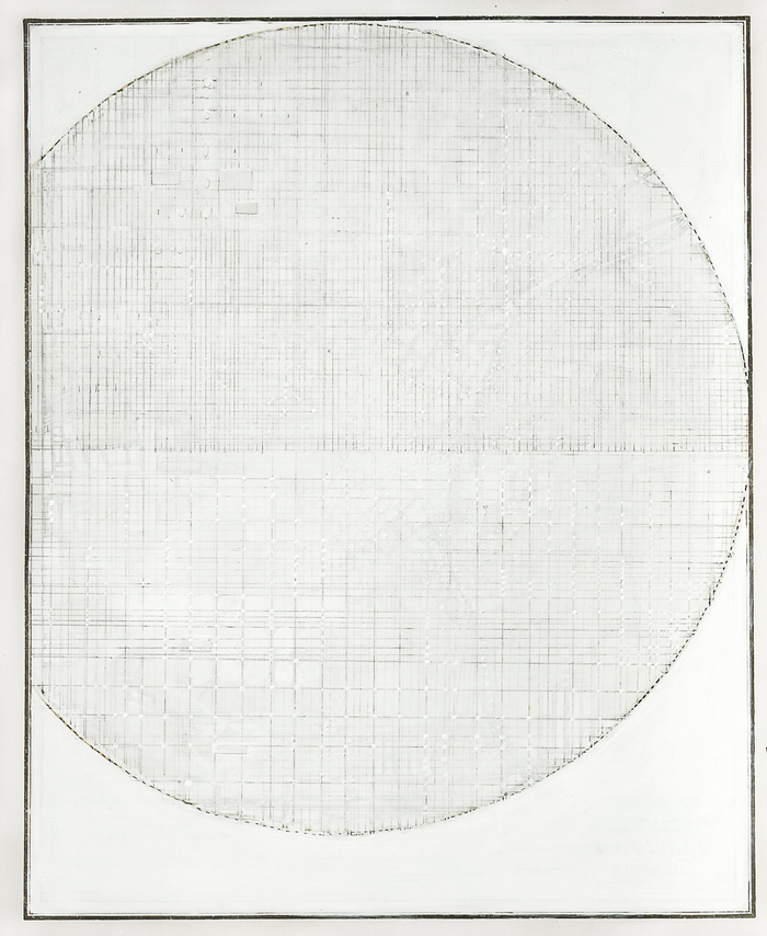 Orbit 1 The Distance of Memory pencil, gesso and acrylic on map