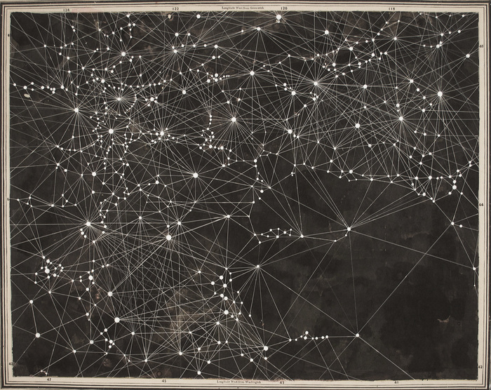Northwest Night Maps ink, acrylic, pencil on digital print