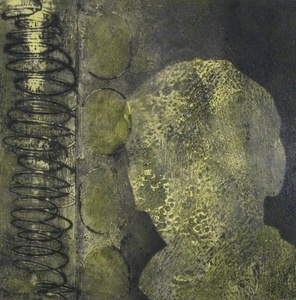 Mysterty Man n Yellow Mitchell Visoky Monotypes Collograph