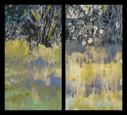 Waterfalls Diptych, No. 8 Waterfall Diptychs ink monotype on paper
