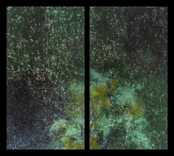 Waterfalls Diptych, No. 9 Waterfall Diptychs ink monotype on paper