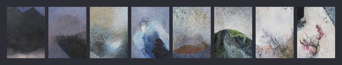 Nature-based Abstraction, Book 2 Nature-based Abstraction, Book Two Images made 2015-2016. Materials and processes include monotype, embossment, marbling, collage, gouache, and watercolor, 15x11” each. Sequenced and bound 2017-2018 on Saint-Armand handmade paper, approximately 18x14x2” closed, 18x30” open.