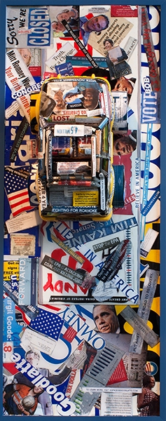Election 2012 / Mixed Media Assemblage / 42.25 x 16.25 inches / Signed, dated, and inscribed on verso: Election / John Wilson © 2012 ASSEMBLAGE