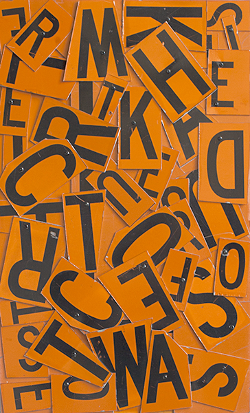 Black & Orange Scramble Number One ASSEMBLAGE Mixed Media Metal Assemblage