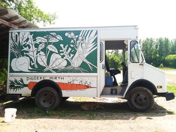 Diggers Mirth Collective Farm Delivery Truck, right side green 