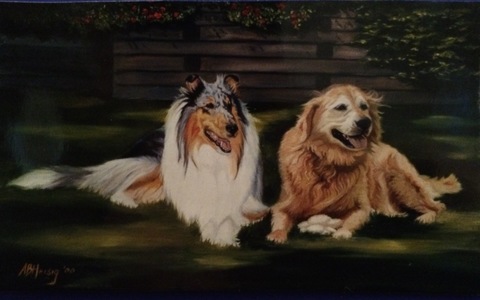 Aleta Brisbane Heisig Dog Portraits Oil on Canvas