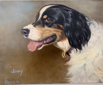 Aleta Brisbane Heisig Dog Portraits Oil on Canvas Board