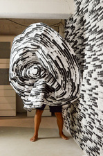 Alexander Viscio Under the Influence 2026 Black acylic paint on wall and paper. 