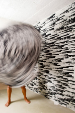 Alexander Viscio Under the Influence 2026 Black acylic paint on wall and paper. 