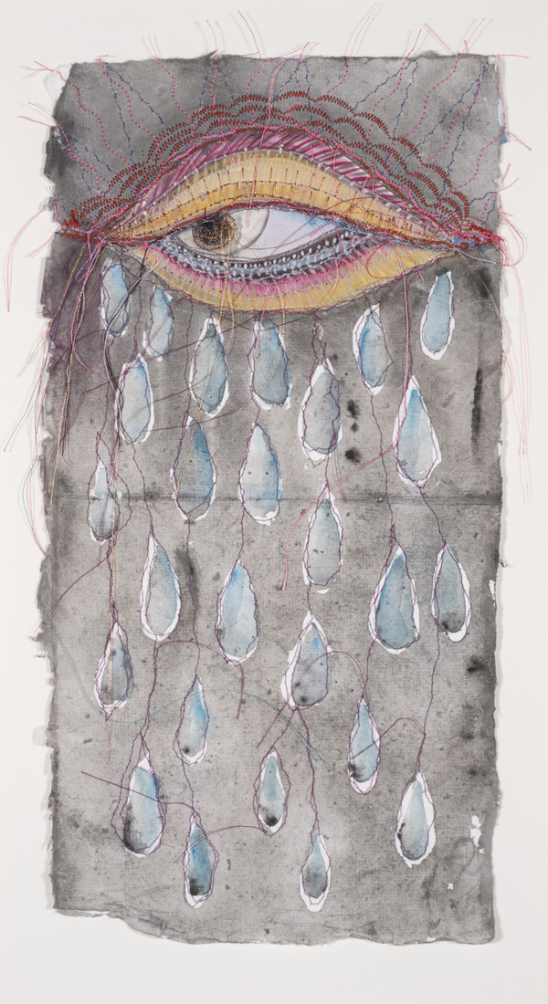 Alexandra Rutsch Brock Remembrance Series 2022  Gouache and thread on Indian paper
