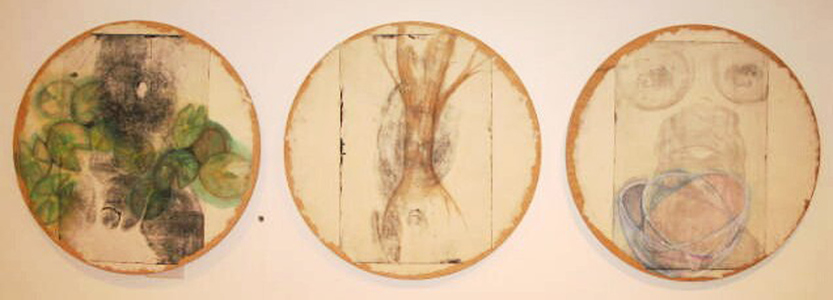 Alexandra Rutsch Brock Prints soft ground etching, watercolor, rice paper mounted on wood panel