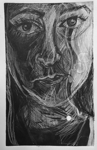 Alexandra Rutsch Brock Self Portraits charcoal on monoprint