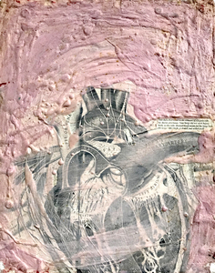 Alexandra Rutsch Brock Paths Of Life 2018/1994 encaustic, Gray's Anatomy collage on canvas