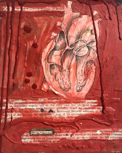 Alexandra Rutsch Brock Paths Of Life 2018/1994 enamel, encaustic, Gray's Anatomy collage on canvas