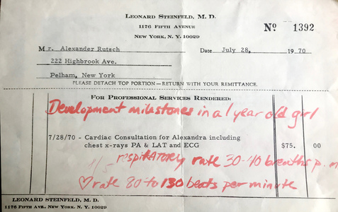 Alexandra Rutsch Brock Paths Of Life 2018/1994 mercurochrome on medical bill from 1970