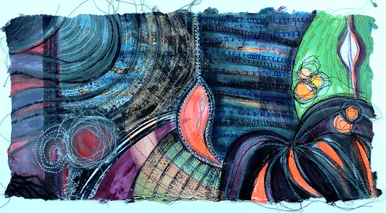 Alexandra Rutsch Brock Thread Paintings 2020 Gouache and thread on Indian paper