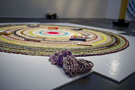 S U N N Y (f.k.a. A L L I S ☉ N ) S M I T H  Piece Work participatory braided rug, platform for reading, reflection, and conversation