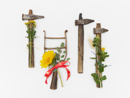S U N N Y  A.  S M I T H  The Compass Rose wrought iron, wood, flowers, ribbon