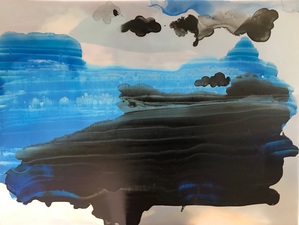 Amie Oliver Delta Time Acrylic, Ink, James River Water and wax on gallery wrapped polypropylene paper