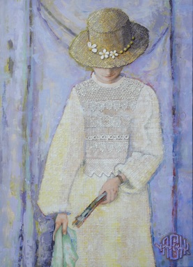 Amy Conover P A N O P L Y 2025 Oil with mixed media on linen