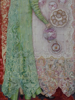 Amy Conover P A N O P L Y 2025 Oil with mixed media on canvas