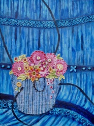 Amy Conover Interiors and Still Life Paintings mixed media vintage lace, oil on canvas