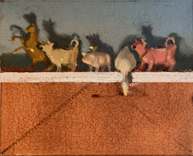 Amy Mahnick Elegies For Animals Trapped in Factory Farm Fires Oil on Arches Huile