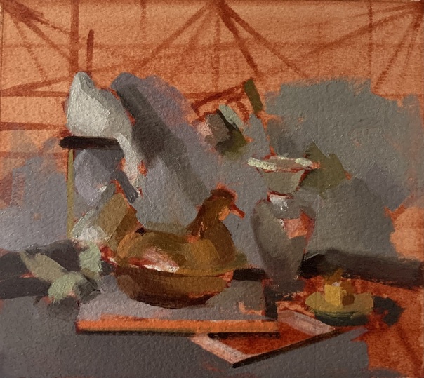 Amy Mahnick Hens Oil on Arches oil paper
