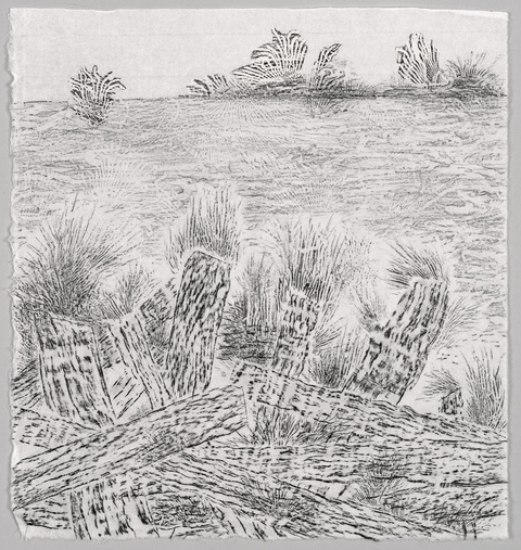 Anita S. Hunt   Current Work on Paper Pigmented wax crayon rubbing and collage on Sekishu paper
