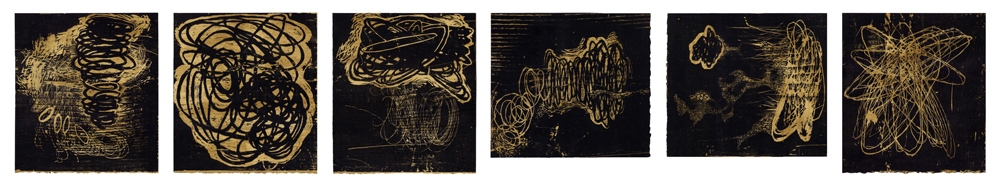 Anne Gilman When things go awry woodcut on hand-stained paper