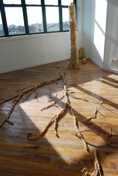 Anne Peabody Sick Tree, 2008 : Gallery 105, Brooklyn, New York Match sticks, Glue