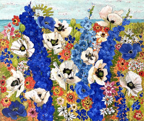 Anne Salas Paintings Oil on Canvas, 23K Gold Leaf