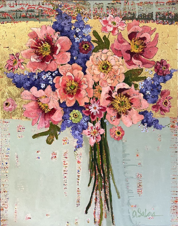 Anne Salas Paintings Oil on Canvas, 23K Gold Leaf