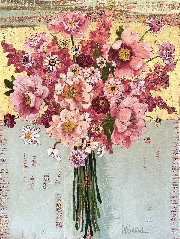 Anne Salas Paintings Oil on Canvas, 23K Gold Leaf