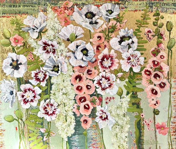 Anne Salas Paintings Oil on Canvas, 23K Gold Leaf
