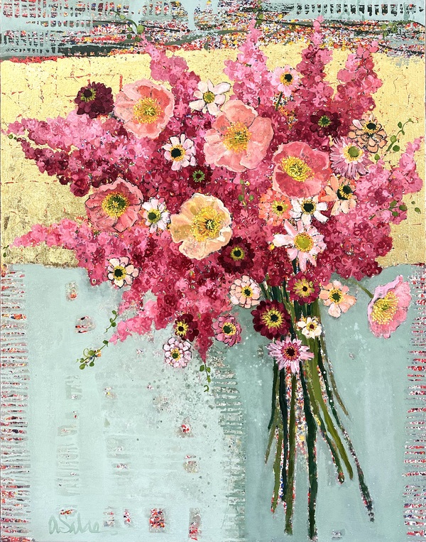 Anne Salas Paintings Oil on Canvas, 23Kt Gold Leaf