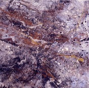 ANNE SEELBACH 1977-1981 Monhegan Rocks oil and glitter on canvas