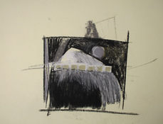 ANNE SEELBACH 1982-1985 House, Enclosure charcoal, pastel on paper