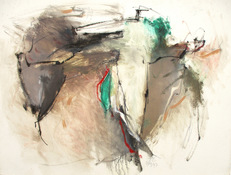 ANNE SEELBACH 1997-2001 Tethered Boats oil, graphite, pastel on paper