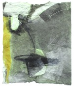 ANNE SEELBACH Earth: the elements monotype on green rice paper with embedded charcoal