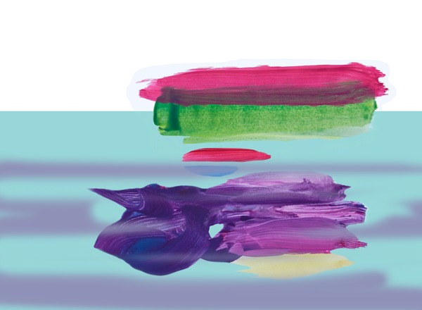 Blue Noon Collocations, 2019 series on paper Paper, Paint, Pixels
