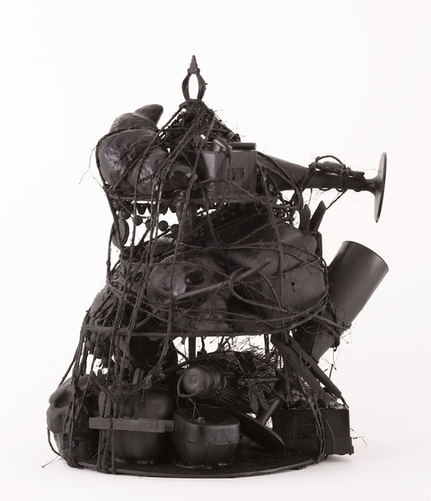 A Celebration of Sorts Singularities Mixed media: Found objects, sisal twine, and paint