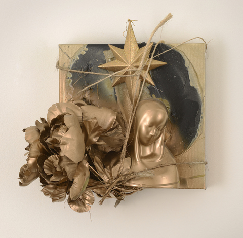 Our Lady of Lourdes Visitations Mixed Media: found objects, sisal twine, and paint