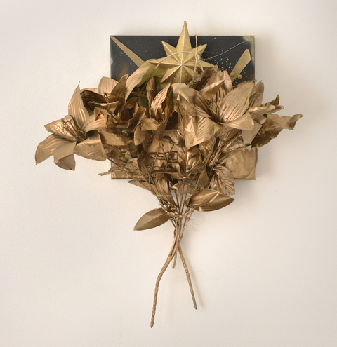 Star of Bethlehem Visitations Mixed Media: found objects, sisal twine, and paint