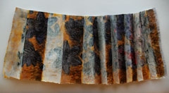 ANN STODDARD 2010-11 "Collecting" series Wood block relief, Digital print on organza, acrylic paint on rice paper 