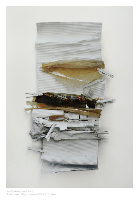 ANN STODDARD Jest Series 2014-16 Acrylic,paper collage, clothespins    
