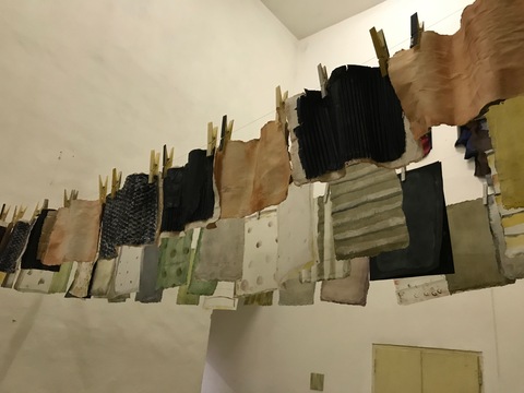 ANN STODDARD "nido" residency exhibition Eighty-four watercolor on handmade papers, bubble wrap, cardboard