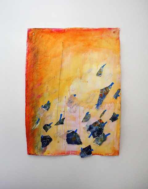 ANN STODDARD Yellow Mixed media on handmade paper