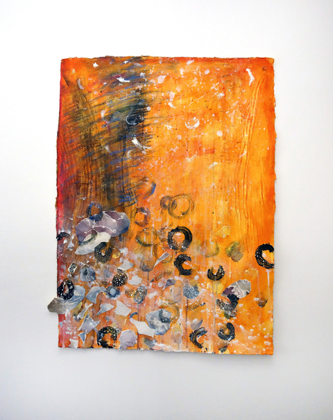 ANN STODDARD Yellow Mixed media on handmade paper